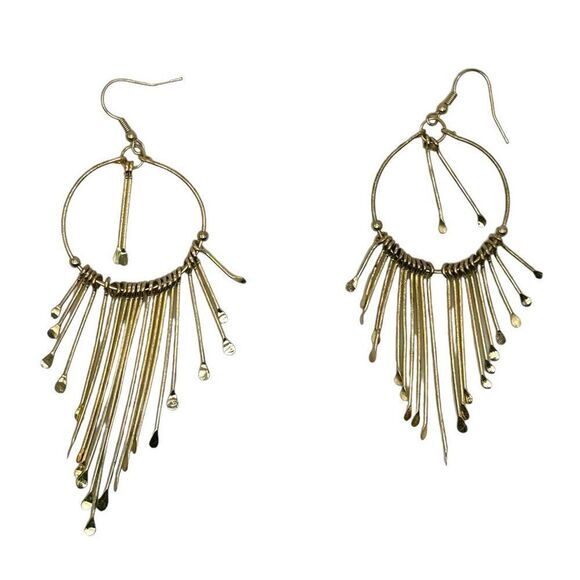 Gold toned circle dangly statement earrings ❤️2/$10 or 5/$20❤️ - Picture 1 of 2